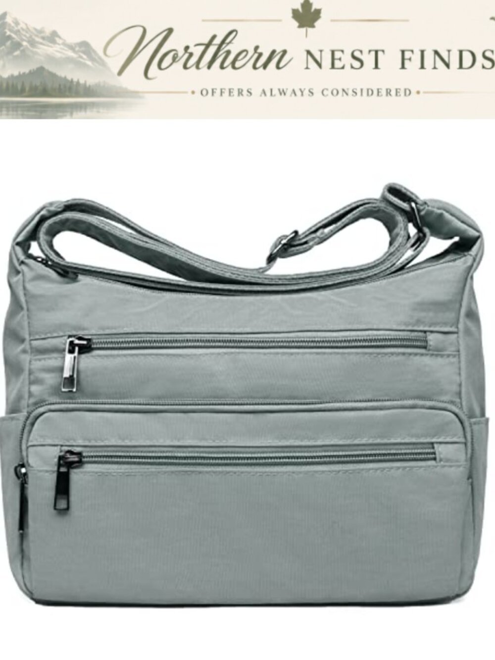Nylon Crossbody Bag Lightweight Water Resistant Multi Pocket Anti Theft